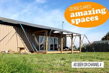 Rusty the Tin Tent, as featured on George Clarke's Amazing Spaces, is set in the seven acre meadow, next door to Hobie and a little further on from Woody the safari tents.