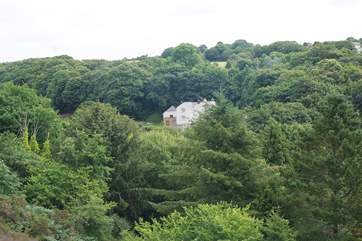 From across the valley Shuffley Barn can just be seen behind the Owners' home.