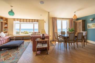 The sitting and dining rooms.