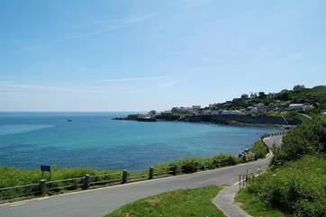 A view of pretty Coverack as you drive down to the village.
