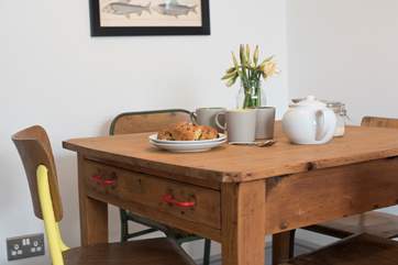 A lovely antique pine kitchen-table.