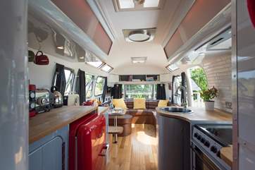 The funky living space is open plan.