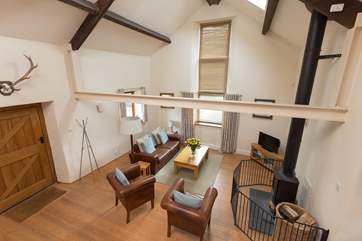 Looking down from the mezzanine area of the cottage gives you an idea of how much space there is here.