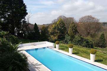 Looking down to the pool from the balcony outside Bedroom 1.
