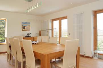 The dining-area shares the wonderful countryside views.