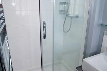 The shower-room with double shower with large rose head and enough space for one or two!