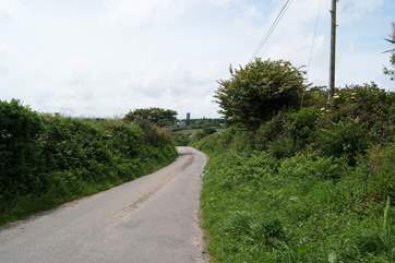 The lane between the barn and the village of Crowan.
