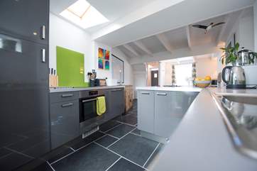 Spacious and modern, the kitchen-area.