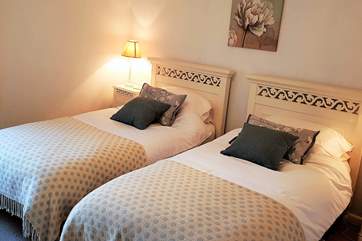 This is the twin bedroom, also overlooking the courtyard.