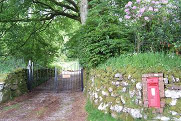 Gates at the end of the driveway.