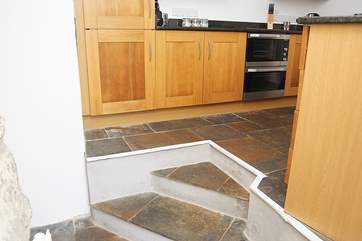 Take care on the steps up to the kitchen.