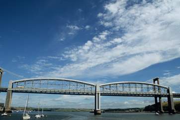 The Royal Albert Bridge spanning the Tamar at Saltash.
