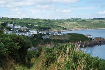 The view back to Coverack and the cottage from further up the path.