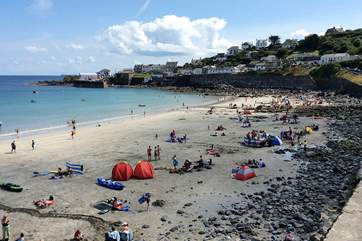 Coverack has a large bay with lots of room for everyone when the tide is out.