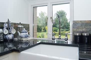 A Belfast sink looking out over the grounds.