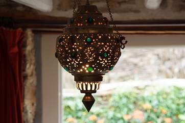 A lovely glass lantern in the entrance hall.