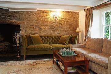 Lovely velvet sofas in the drawing-room.