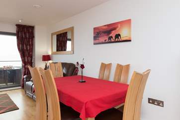 If you are not eating out, there is a dining table for happy holiday meals in the apartment - though of course you may eat out on the balcony!