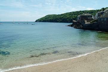 The beach at Kingsand as the tide goes out.