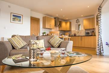 The open plan living-room is lovely and spacious for two people.