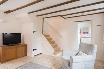 The stairs take you up to your double bedroom, the shower-room is on the ground floor.