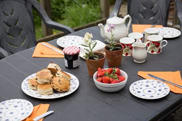 Afternoon tea on the terrace listening to the birds.