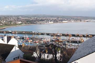 The view from Gwavas Lakes to Newlyn harbour.