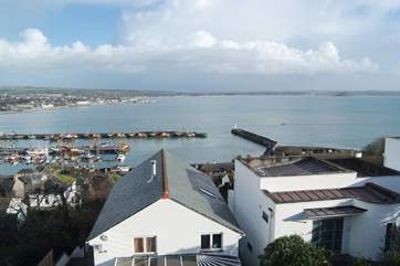 Views out across Mount's Bay FROM gWAVAS lAKES.