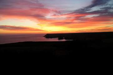 Sunset over Kynance Bay.