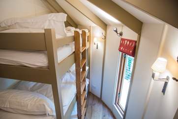 The triple bunk bedroom - compact but with super comfortable mattresses on each bunk.