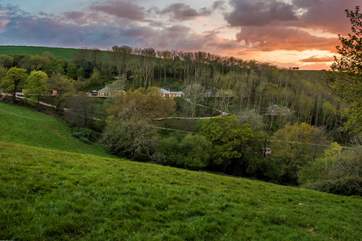Looking across the valley to the yurts.