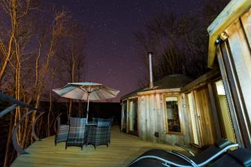 Stargaze at the night's sky from the hot tub.
