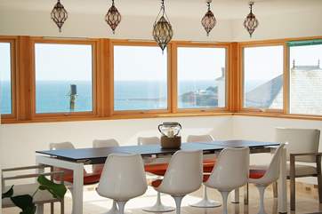 The dining-area has wrap-around views.