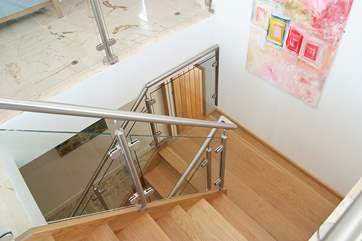 Looking down from the living-room to the hallway below.