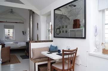 The dining area is set at one end of the property.