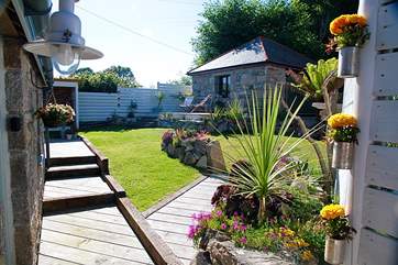 The well tended lawn.