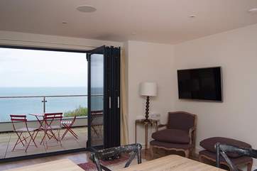 A large wall-mounted television.