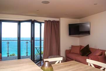 Lovely soft furnishings and sea views.