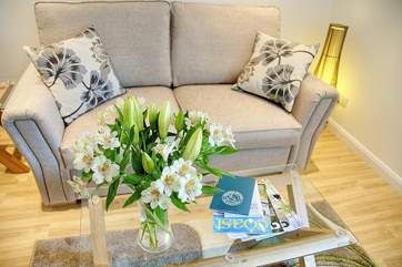 The very attractive open plan living-room in Hendre Cottage.