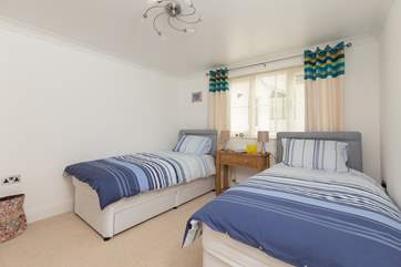This is the twin bedroom. The three-foot beds make it ideal for adults as well as for children.