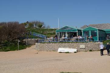 The Hive beach cafe at Burton Bradstock is well worth a visit, serving fresh seafood and delcious home made cakes.
