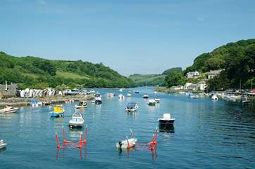 Looking upriver from Looe town bridge.