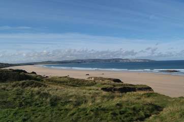 The views from Gwithian Towans across to St Ives in the distance.