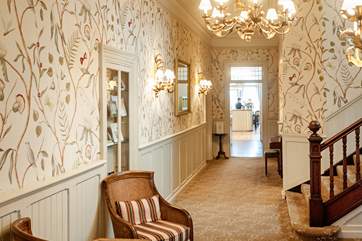 Looking down from reception to the Glenbervie bar, cocktail anyone?