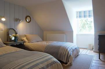 Light pours in through the dormer window.