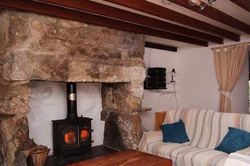 A roaring fire in the sitting-room.