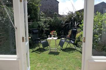 The view to the garden from the conservatory.