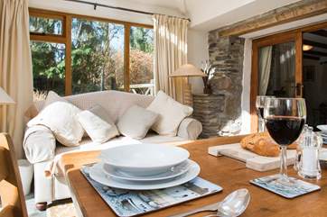 The conservatory is a light and sunny room