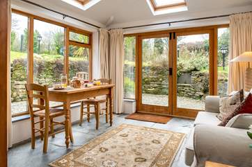 Mealtimes will be a treat with views out over the garden
