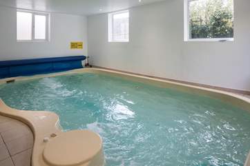 The indoor heated pool. There's a wave boost at one end of the pool to swim against.